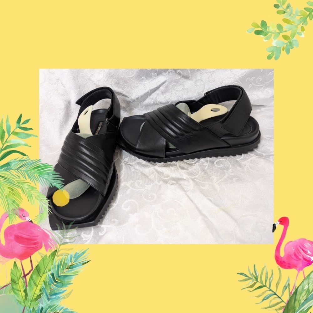 🌹🌹🌹ANN DEMEULEMEESTER BLACK LEATHER SANDALS🌹🌹 - Picture 2 of 8